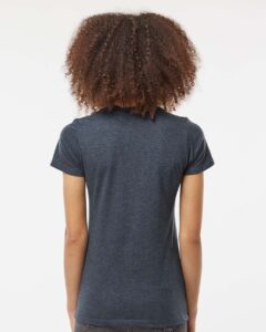 Tultex 542 Women’s Premium Cotton Blend T-Shirt – Navy Heather (on model back)