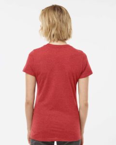 Tultex 542 Women’s Premium Cotton Blend T-Shirt – Red Heather (on model back)