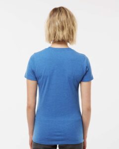 Tultex 542 Women’s Premium Cotton Blend T-Shirt – Royal Heather (on model back)