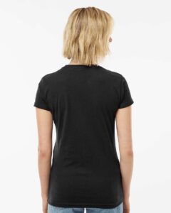 Tultex 213 Women’s Fine Jersey Slim Fit T-Shirt – Black (on model back)