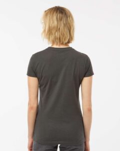 Tultex 213 Women’s Fine Jersey Slim Fit T-Shirt – Charcoal (on model back)