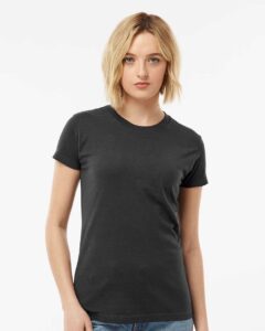 Tultex 213 Women’s Fine Jersey Slim Fit T-Shirt – Coal (on model)