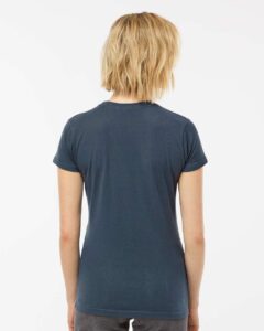 Tultex 213 Women’s Fine Jersey Slim Fit T-Shirt – Indigo (on model back)