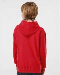 Tultex 320Y Youth Hooded Sweatshirt – Red (on model back)
