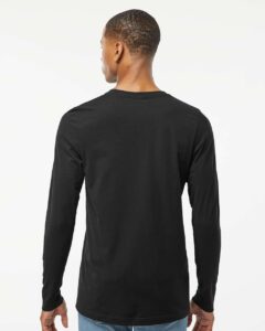 Tultex 591 Unisex Premium Cotton Long Sleeve T-Shirt – Black (on model back)