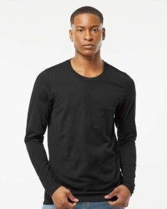 Tultex 591 Unisex Premium Cotton Long Sleeve T-Shirt – Black (on model)