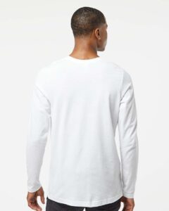 Tultex 591 Unisex Premium Cotton Long Sleeve T-Shirt – White (on model back)