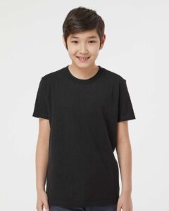 Tultex 235 Youth Fine Jersey T-Shirt – Black (on model)