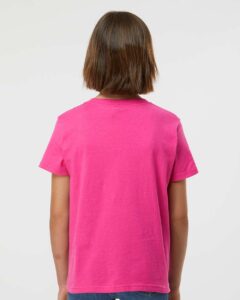 Tultex 235 Youth Fine Jersey T-Shirt – Fuchsia (on model back)
