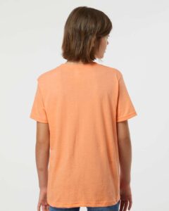 Tultex 235 Youth Fine Jersey T-Shirt – Heather Cantaloupe (on model back)