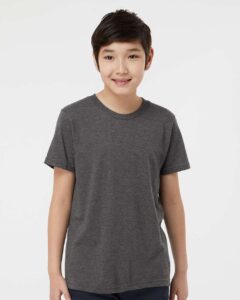 Tultex 235 Youth Fine Jersey T-Shirt – Heather Charcoal (on model)