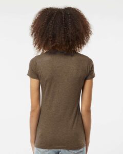 Tultex 240 Women’s Poly-Rich T-Shirt – Heather Brown (on model back)