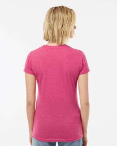 Tultex 240 Women’s Poly-Rich T-Shirt – Heather Fuchsia (on model back)