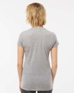 Tultex 240 Women’s Poly-Rich T-Shirt – Heather Grey (on model back)