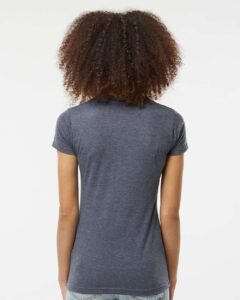 Tultex 240 Women’s Poly-Rich T-Shirt – Heather Navy (on model back)