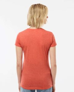 Tultex 240 Women’s Poly-Rich T-Shirt – Heather Orange (on model back)