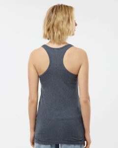 Tultex 190 Women’s Poly-Rich Racerback Tank Top – Heather Navy (on model back)
