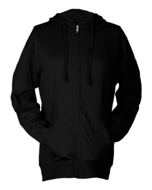 Tultex 260 Unisex Beach Full-Zip Hooded Long Sleeve T-Shirt – Black