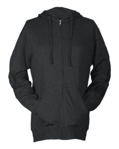 Tultex 260 Unisex Beach Full-Zip Hooded Long Sleeve T-Shirt – Heather Charcoal