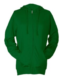 Tultex 260 Unisex Beach Full-Zip Hooded Long Sleeve T-Shirt – Kelly Green