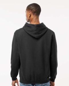 Tultex 320 Unisex Fleece Hooded Sweatshirt – Black (on model back)