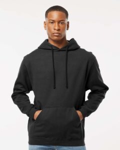 Tultex 320 Unisex Fleece Hooded Sweatshirt – Black (on model)