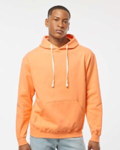Tultex 320 Unisex Fleece Hooded Sweatshirt – Cantaloupe (on model)