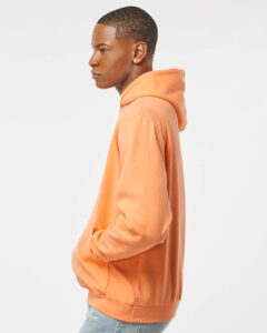 Tultex 320 Unisex Fleece Hooded Sweatshirt – Cantaloupe (on model side)