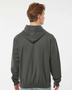Tultex 320 Unisex Fleece Hooded Sweatshirt – Charcoal (on model back)