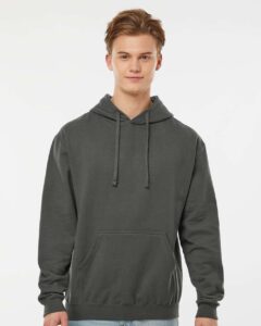 Tultex 320 Unisex Fleece Hooded Sweatshirt – Charcoal (on model)