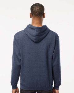 Tultex 320 Unisex Fleece Hooded Sweatshirt – Heather Denim (on model back)