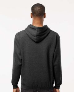 Tultex 320 Unisex Fleece Hooded Sweatshirt – Heather Graphite (on model back)