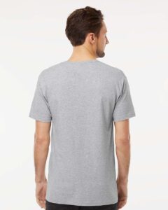 M&O 4800 Men’s Gold Soft Touch T-Shirt – Athletic Grey (on model back)