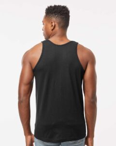 Tultex S105 Unisex Fine Jersey Tank Top – Black (on model back)