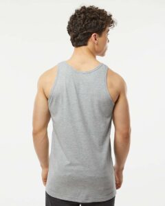 Tultex S105 Unisex Fine Jersey Tank Top – Heather Grey (on model back)