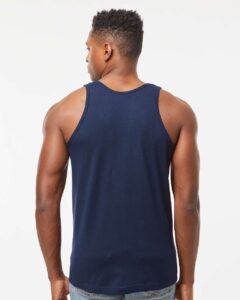 Tultex S105 Unisex Fine Jersey Tank Top – Navy (on model back)