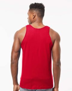 Tultex S105 Unisex Fine Jersey Tank Top – Red (on model back)