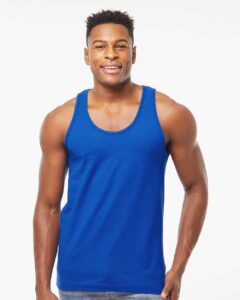 Tultex S105 Unisex Fine Jersey Tank Top – Royal (on model)
