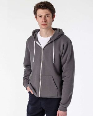 Los Angeles Apparel F97 Unisex USA-Made Flex Fleece Full-Zip Hooded Sweatshirt – Asphalt (on model)