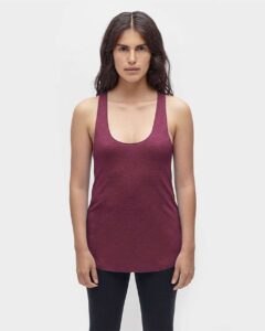 Los Angeles Apparel TR3008 Women’s USA-Made Triblend Racerback Tank Top – Tri-Cranberry (on model)