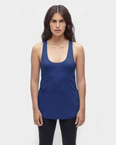 Los Angeles Apparel TR3008 Women’s USA-Made Triblend Racerback Tank Top – Tri-Indigo (on model)