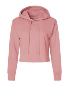 Next Level 9384 Women’s Laguna Sueded Raw Edge Crop Hoodie Sweatshirt – Desert Pink