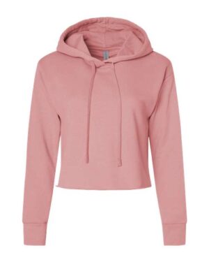 Next Level 9384 Women’s Laguna Sueded Raw Edge Crop Hoodie Sweatshirt – Desert Pink