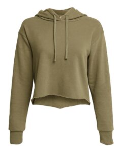 Next Level 9384 Women’s Laguna Sueded Raw Edge Crop Hoodie Sweatshirt – Military Green