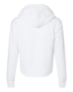 Next Level 9384 Women’s Laguna Sueded Raw Edge Crop Hoodie Sweatshirt – White (back)