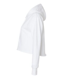 Next Level 9384 Women’s Laguna Sueded Raw Edge Crop Hoodie Sweatshirt – White (side)