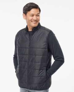 Adidas A572 Men’s Puffer Full-Zip Vest – Black (on model side)