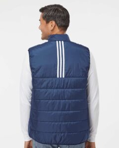 Adidas A572 Men’s Puffer Full-Zip Vest – Team Navy Blue (on model back)