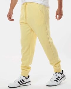 Independent Trading Co. IND20PNT Men’s Midweight Fleece Sweatpants – Light Yellow (on model side)