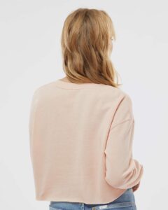 Independent Trading Co. AFX24CRP Women’s Lightweight Crop Crewneck Sweatshirt – Blush (on model back)